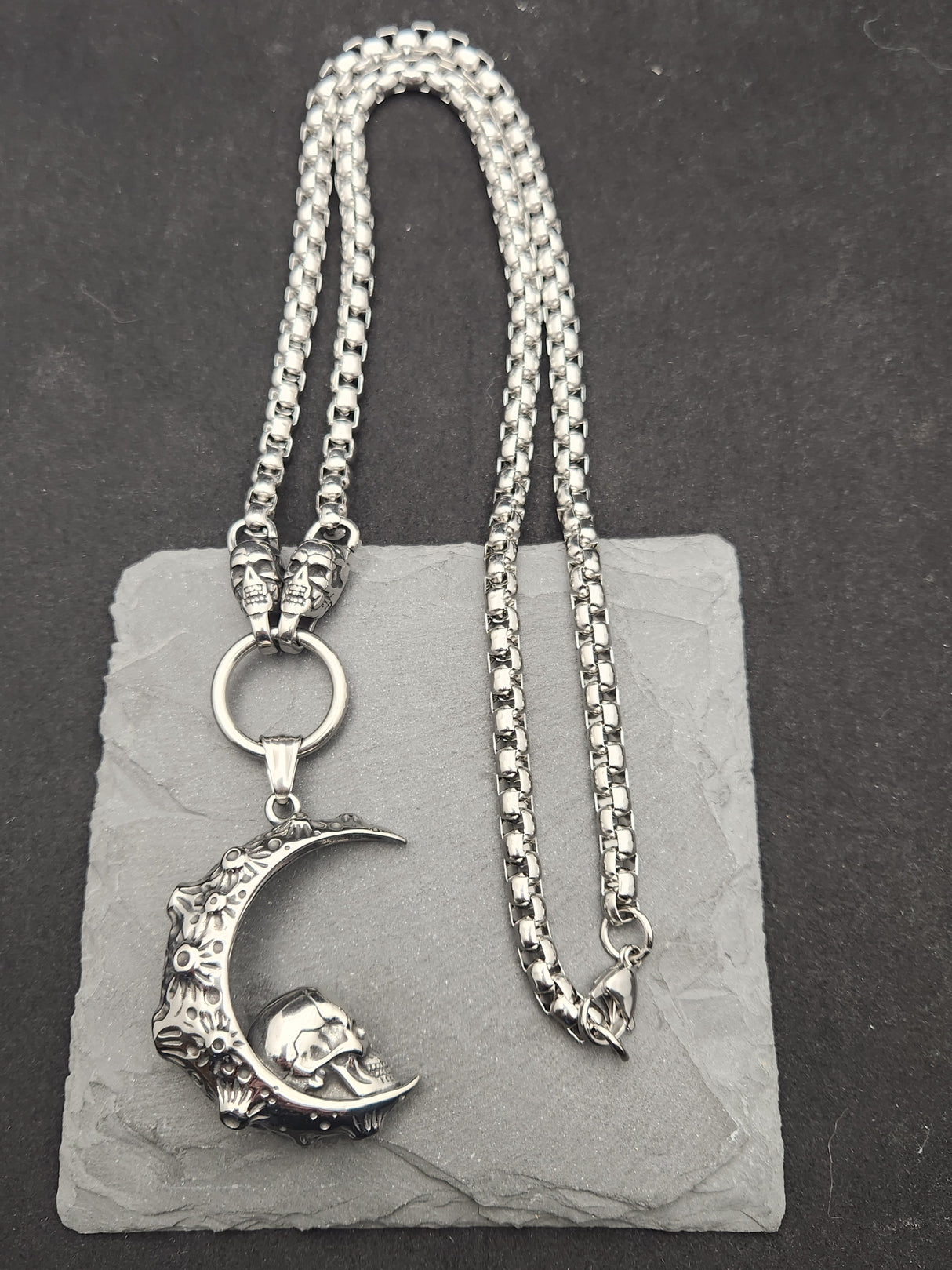 Edelstahlhalskette MOON SKULL