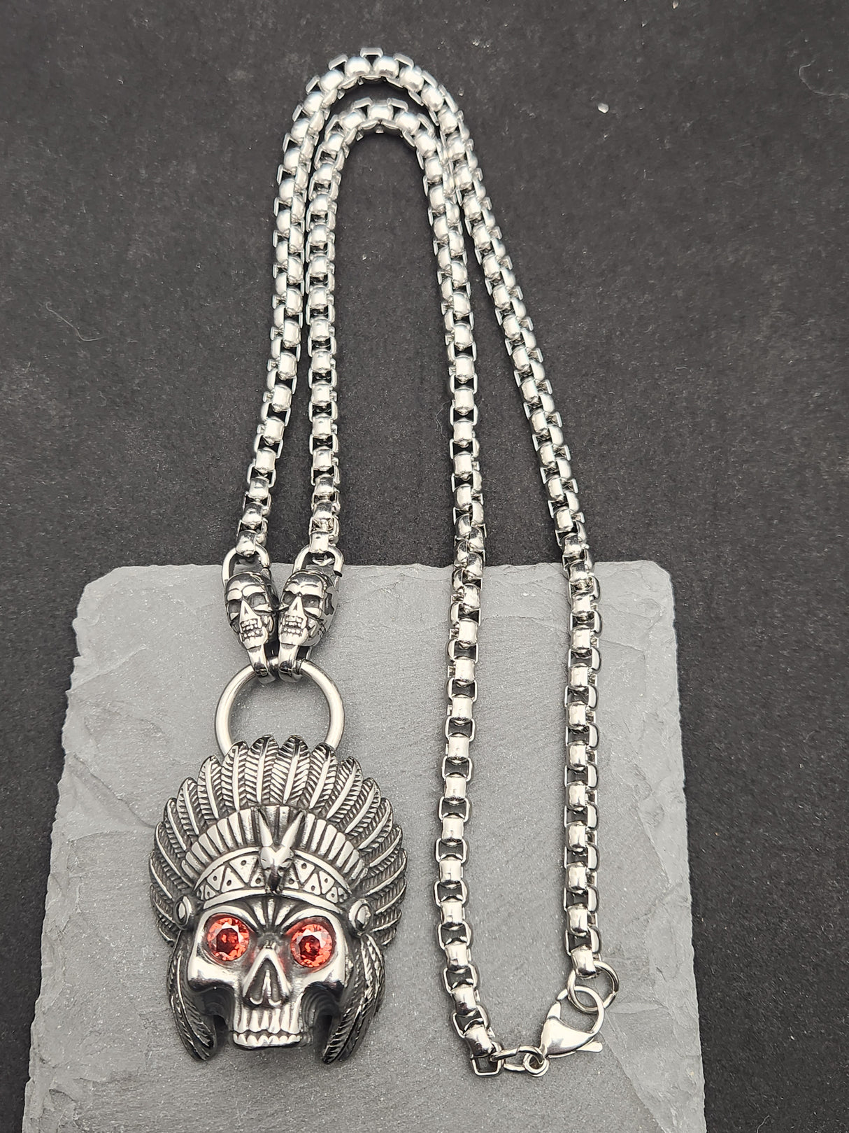 Edelstahlhalskette INDIAN SKULL