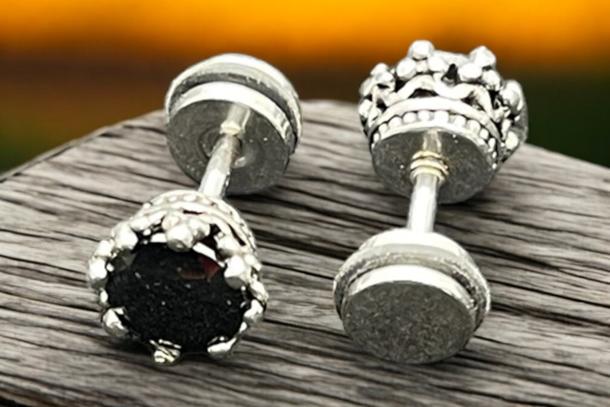 Edelstahl Ohrstecker "Black Noble" mit Drehverschluss