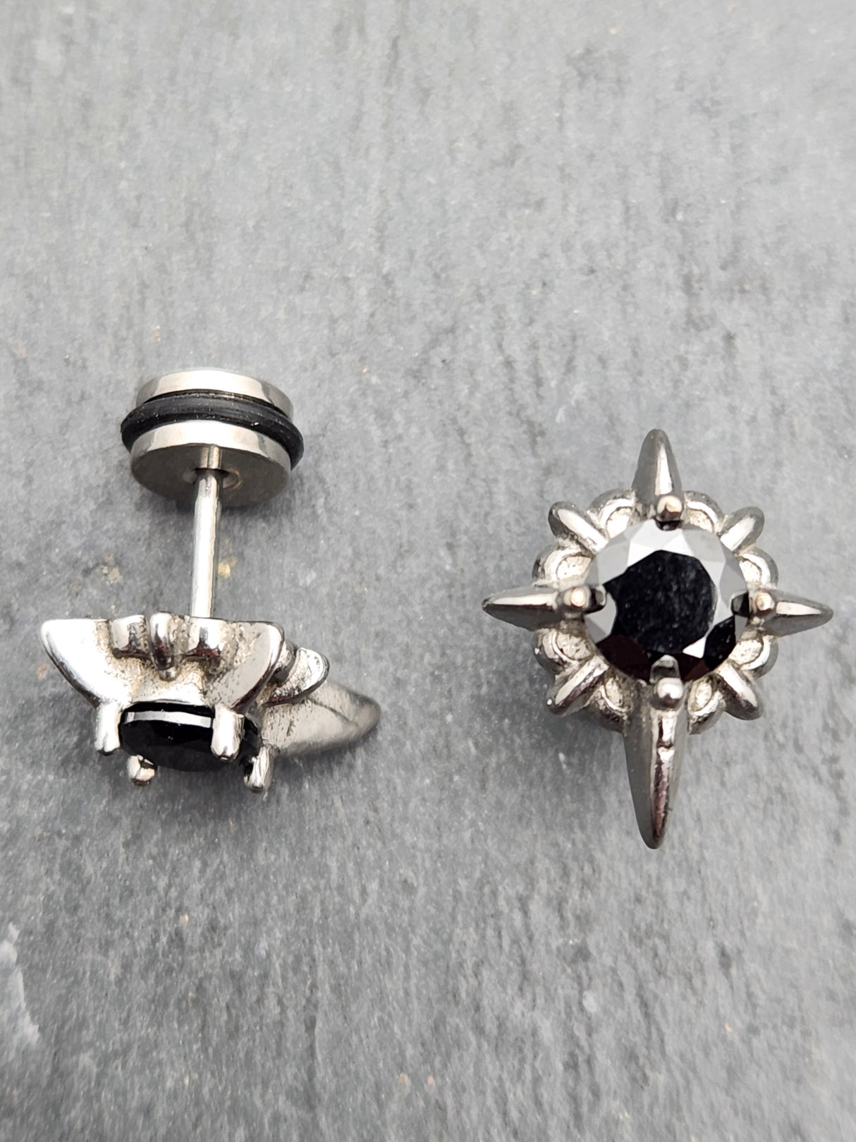 Edelstahl Ohrstecker "Black Edelweiss" mit Drehverschluss