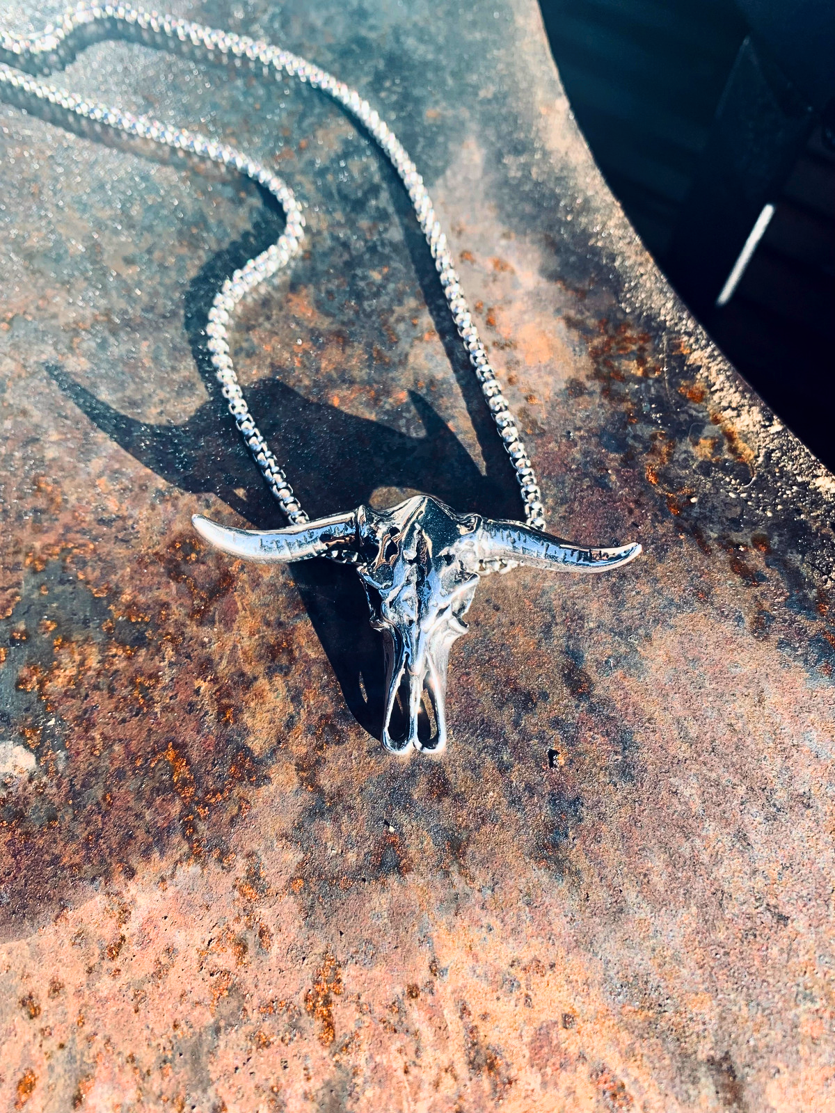 Edelstahlanhänger OX SKULL