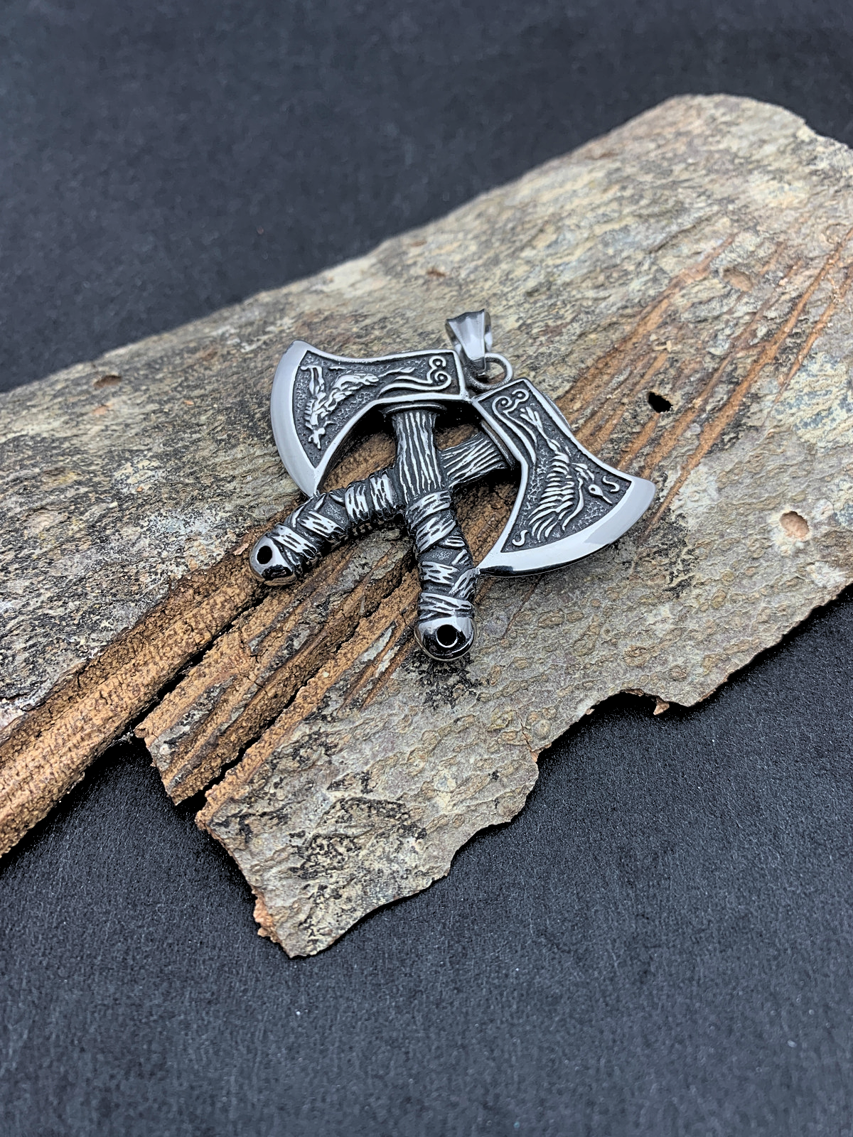 Edelstahlanhänger DOUBLE AXE