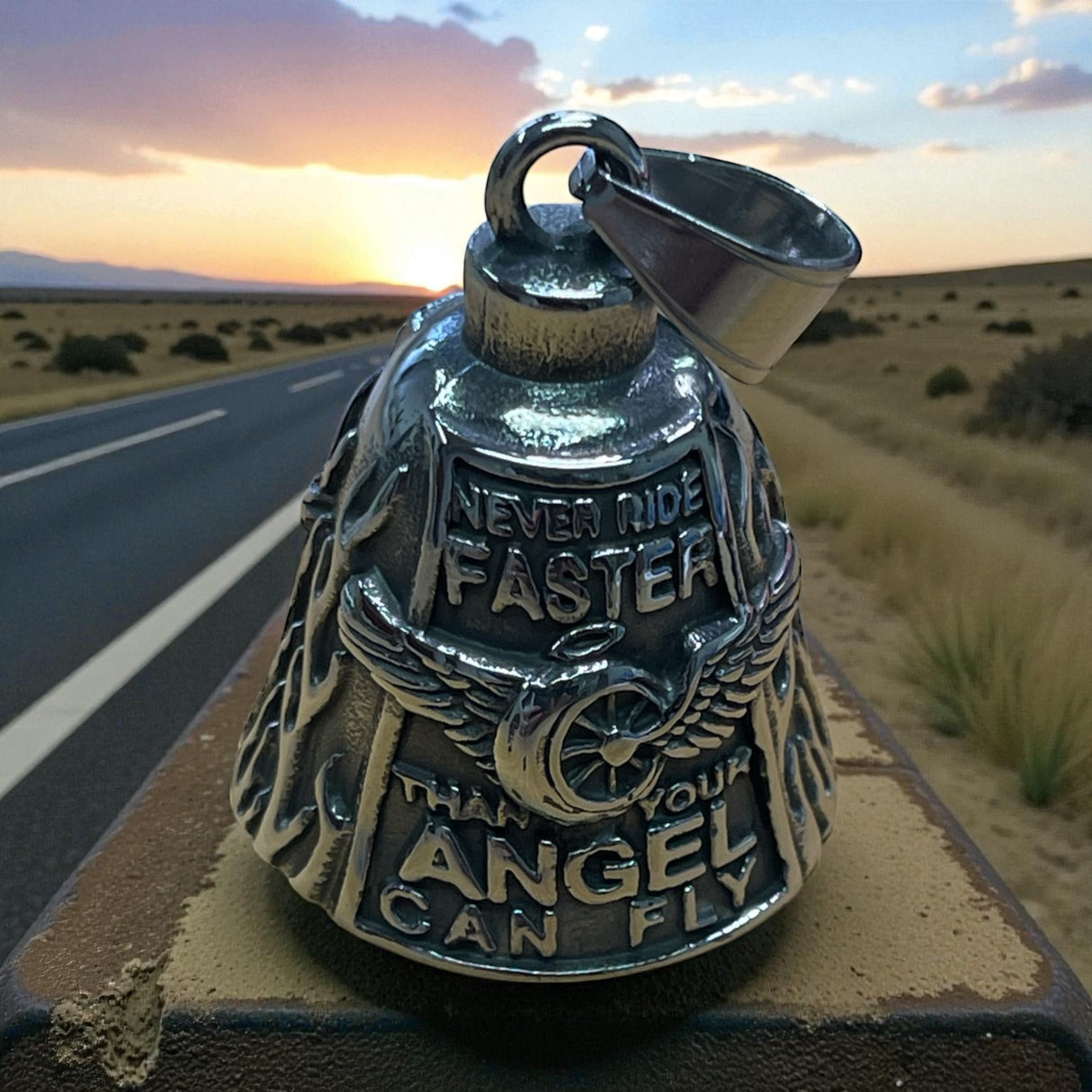 Edelstahl Biker Bell Glücksglocke "Road Guardian"