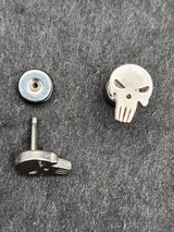 Edelstahl Ohrstecker "Silver Skull" mit Drehverschluss
