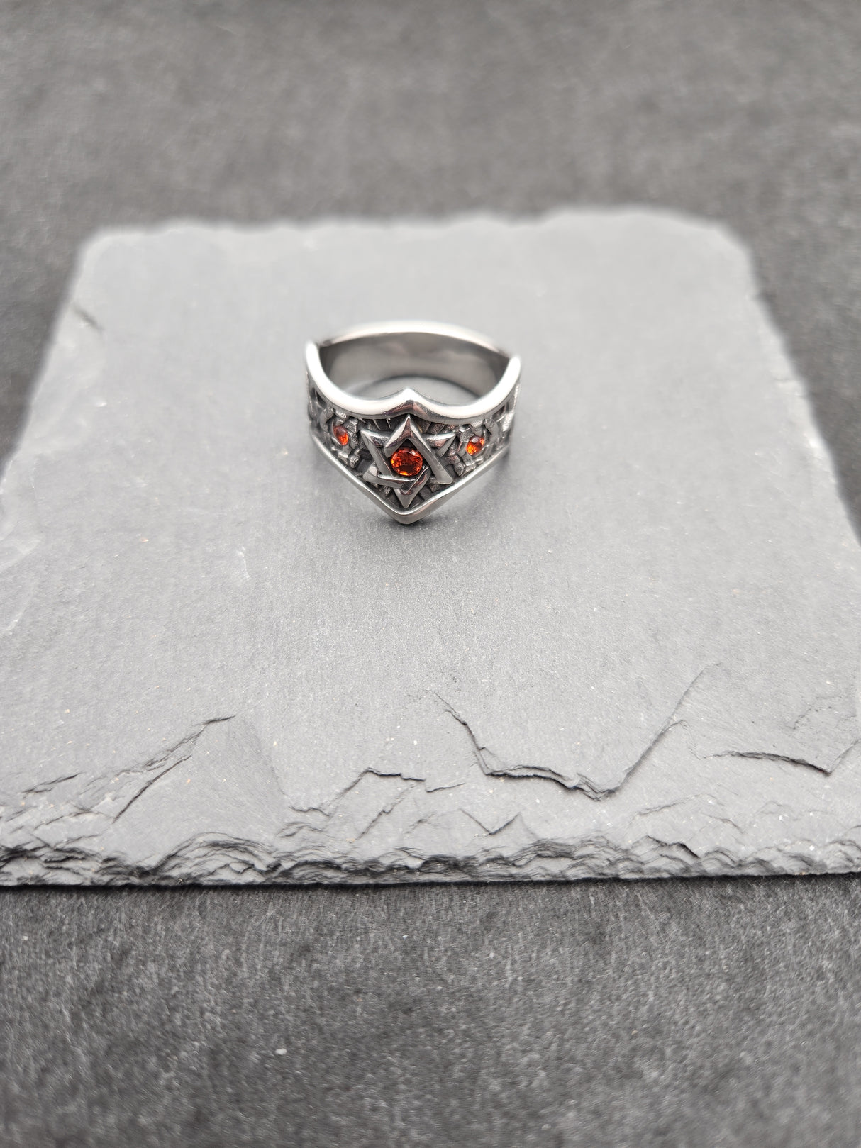 Edelstahl Ring RED STAR