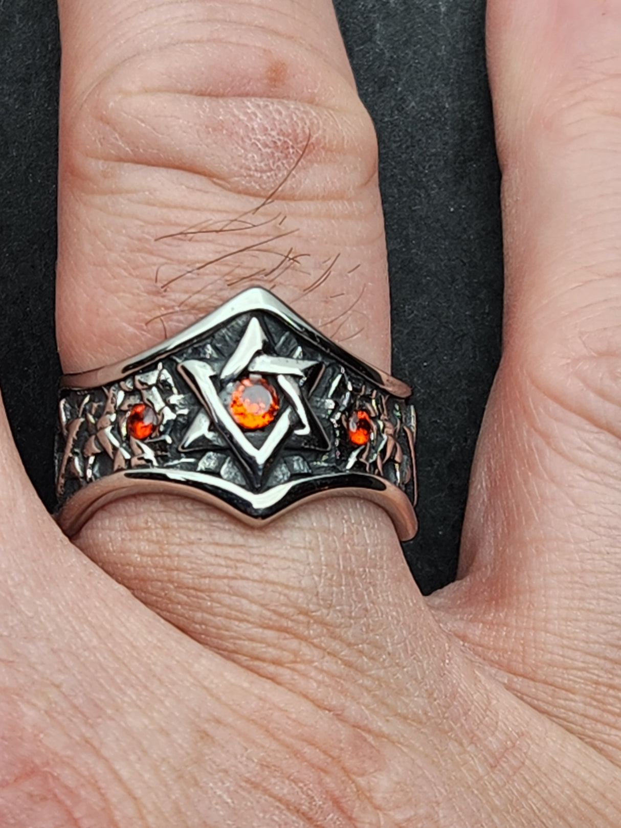 Edelstahl Ring RED STAR