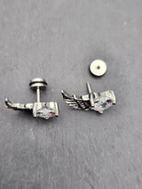 Edelstahl Ohrstecker "White Wing" mit Drehverschluss (1 Ohrstecker)