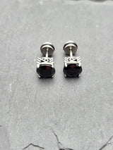 Edelstahl Ohrstecker "Black Goblet" mit Drehverschluss