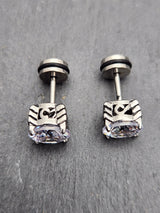 Edelstahl Ohrstecker "White Goblet" mit Drehverschluss