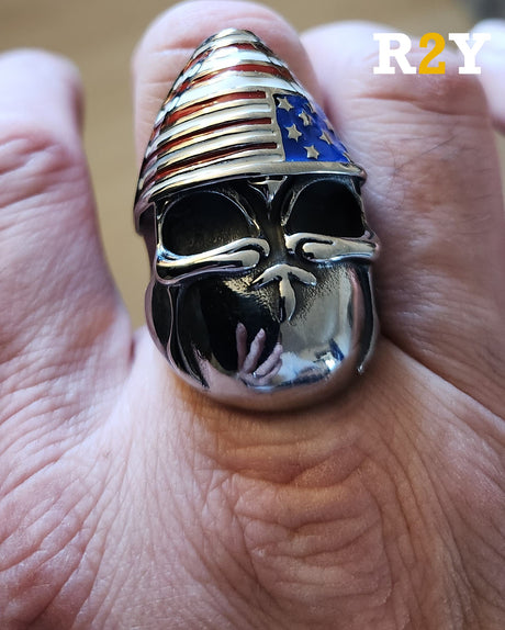 Edelstahl Ring American Skull