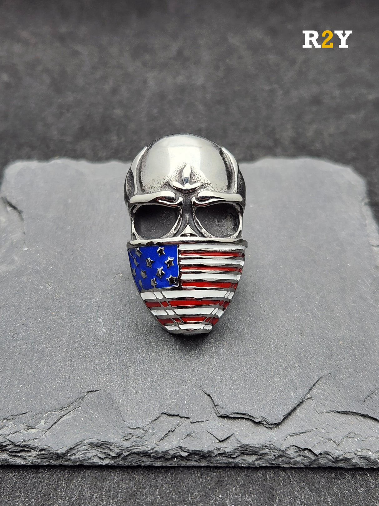Edelstahl Ring American Skull
