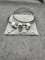 Lederhalskette TRIPLE SKULL