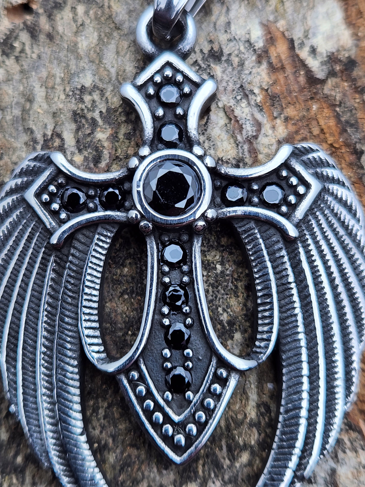 Edelstahlanhänger BLACK CROSS