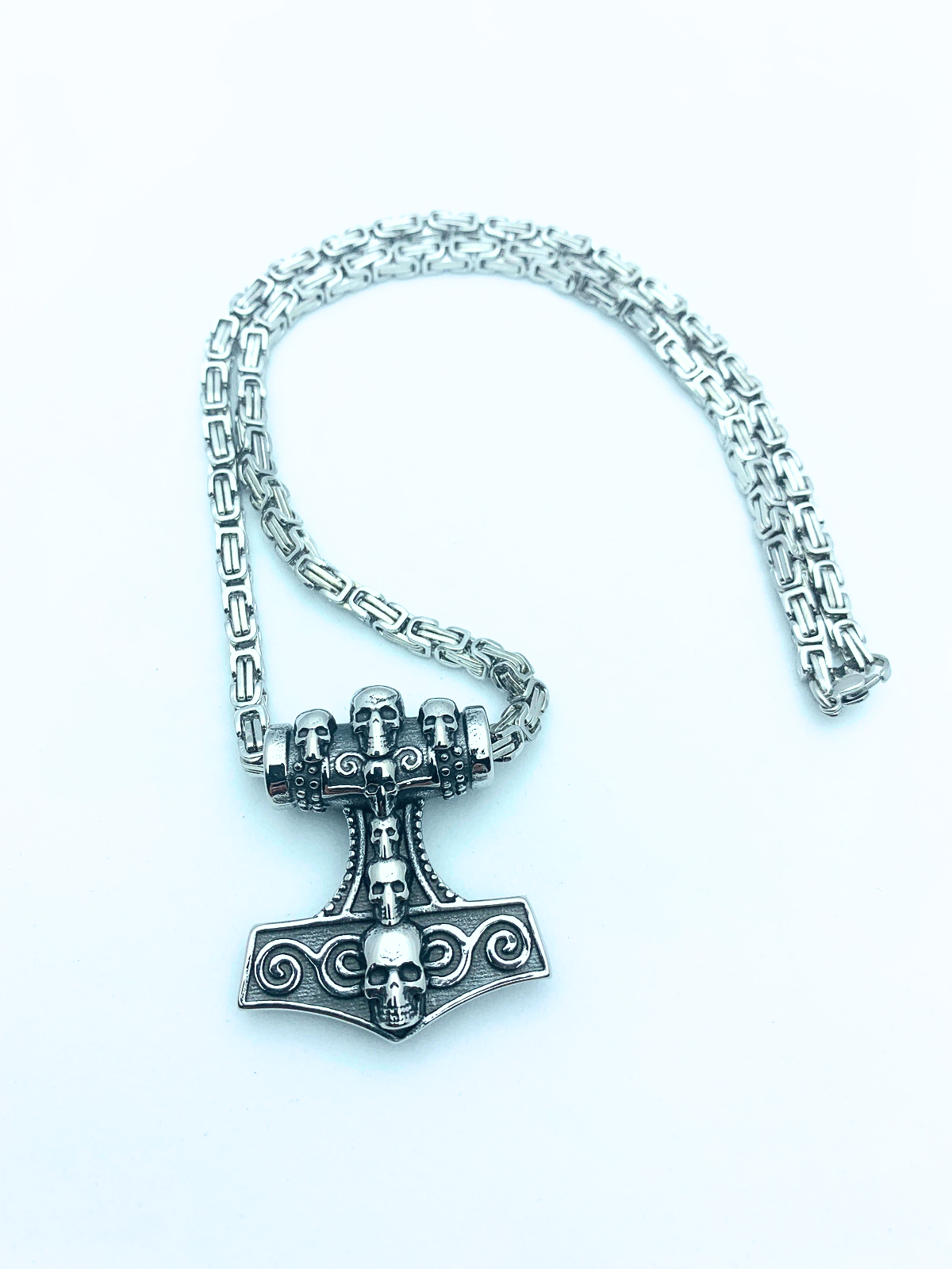 Edelstahlanhänger VIKING SKULL HAMMER